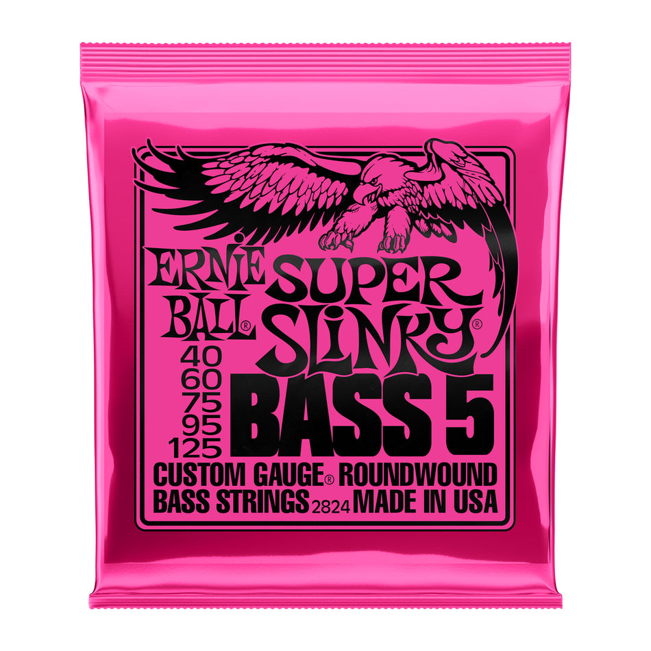 Ernie Ball P02824 SUPER SLINKY 5-STRING NICKEL WOUND ELECTRIC BASS STRINGS - 40-125 GAUGE