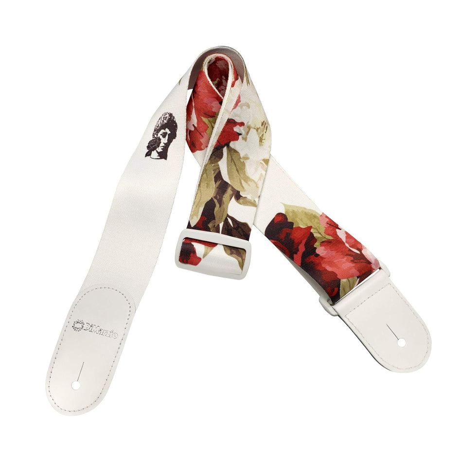 DIMARZIO DD3147 FLORAL MUSE TAB STRAP,2"ROSE on WHITE DESIGN