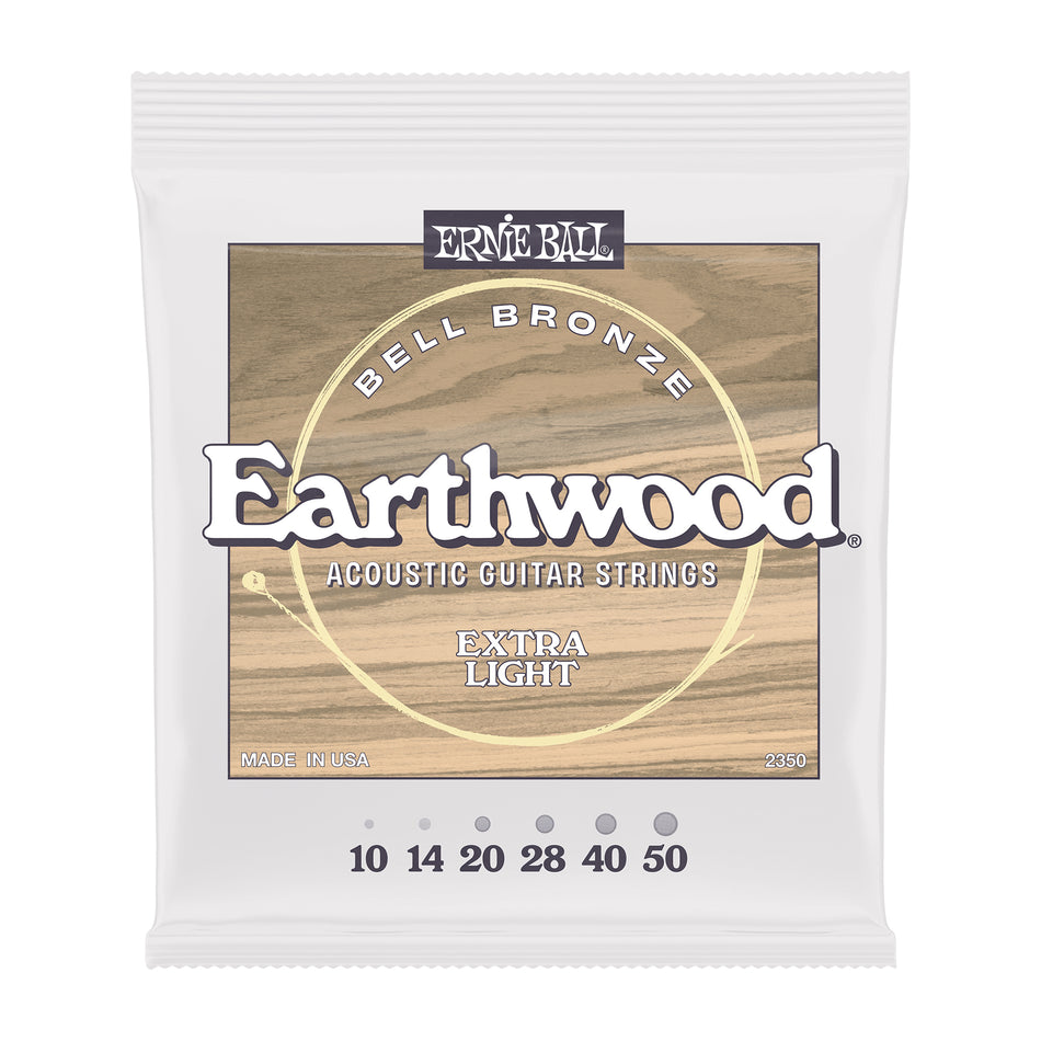Ernie Ball P02350 EXTRA LIGHT EARTHWOOD BELL BRONZE ACOUSTIC GUITAR STRINGS 10-50