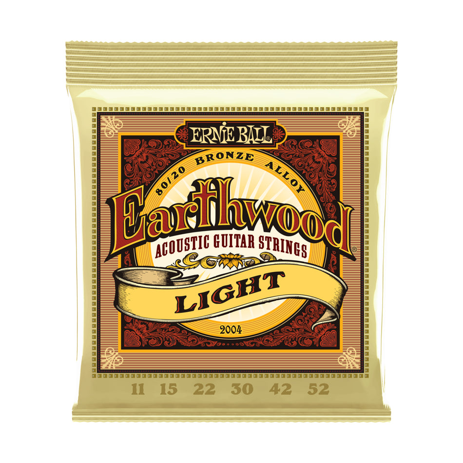 Ernie Ball P02004 EARTHWOOD LIGHT 80/20 BRONZE ACOUSTIC GUITAR STRINGS - 11-52 GAUGE