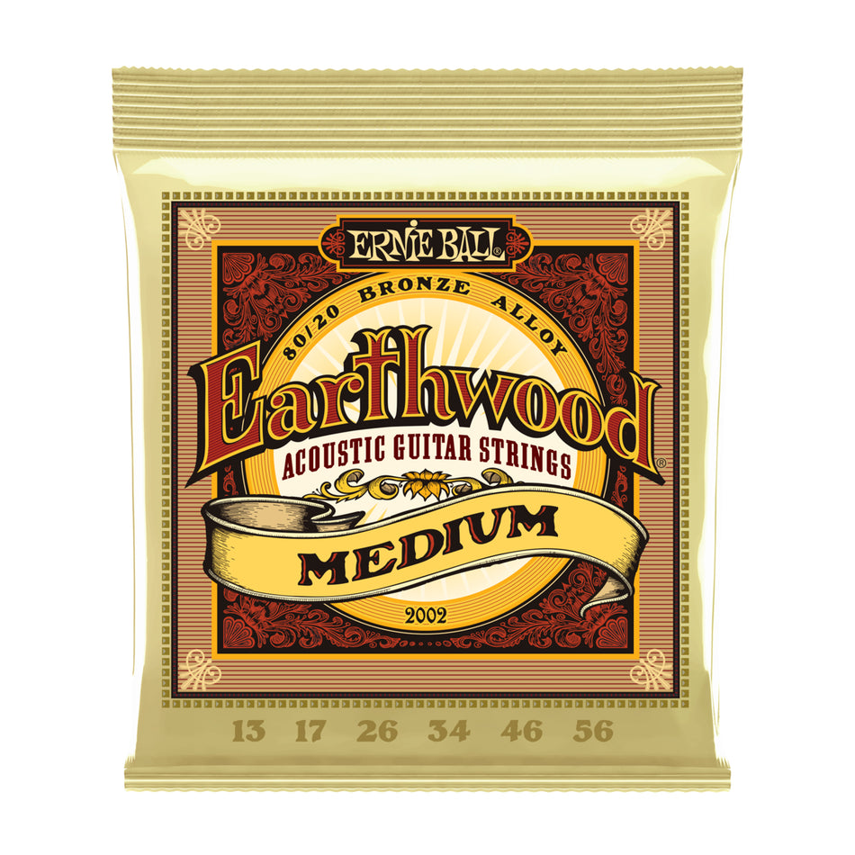 Ernie Ball P02002 EARTHWOOD MEDIUM 80/20 BRONZE ACOUSTIC GUITAR STRINGS - 13-56 GAUGE