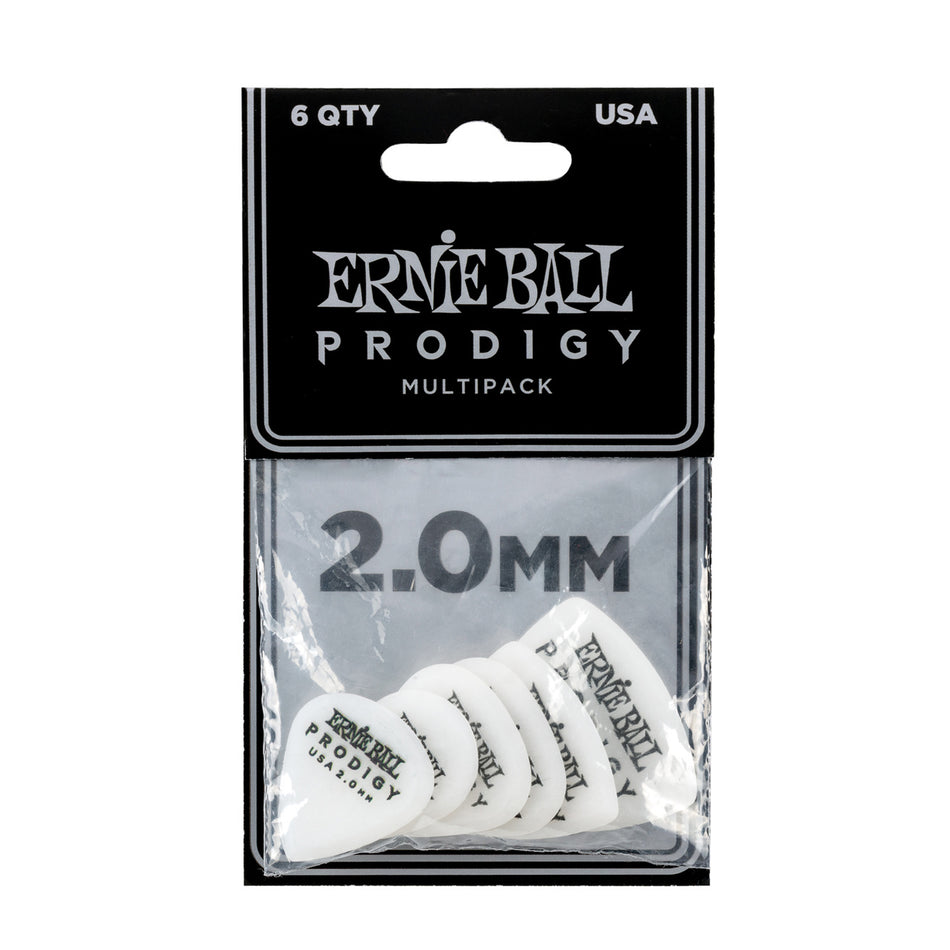 Ernie Ball P09343 2.0MM WHITE MULTIPACK PRODIGY PICKS 6-PACK