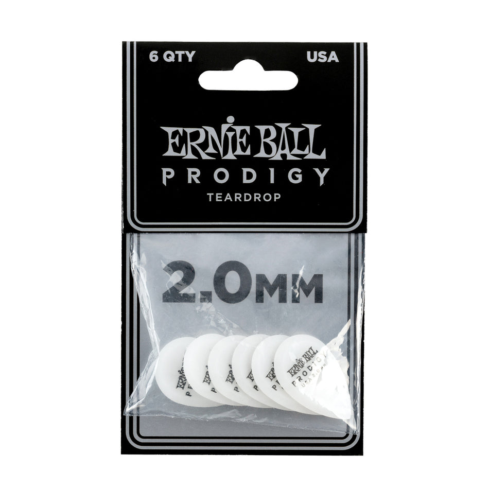 Ernie Ball P09336 2.0MM WHITE TEARDROP PRODIGY PICKS 6-PACK