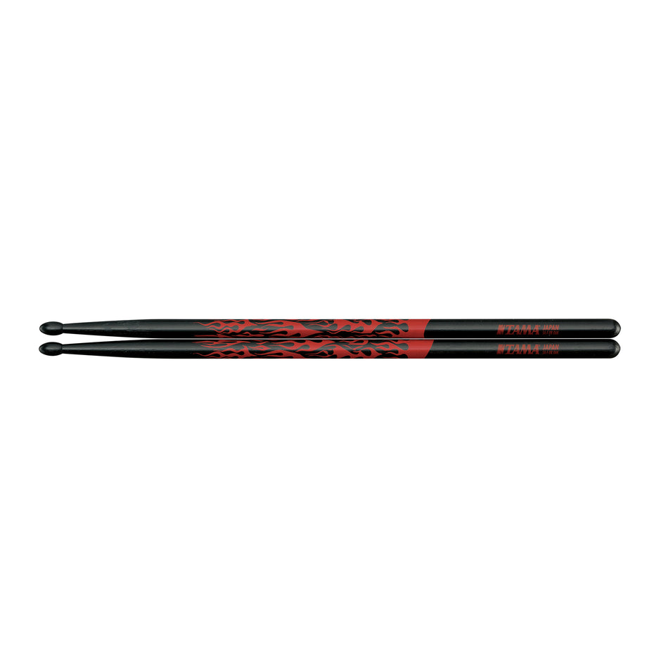 TAMA 5A-F-BR Oak Stick (Rhythmic Fire, Red on Black)