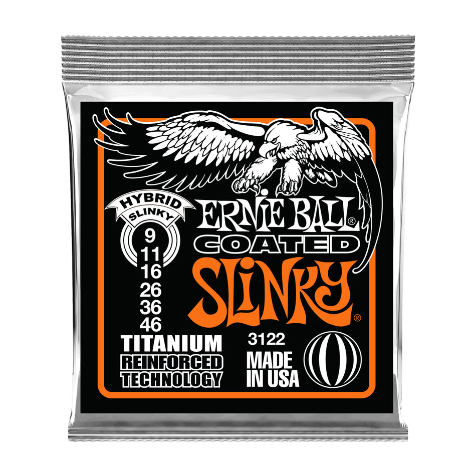 Ernie Ball P03122 HYBRID SLINKY COATED TITANIUM RPS ELECTRIC GUITAR STRINGS - 9-46 GAUGE