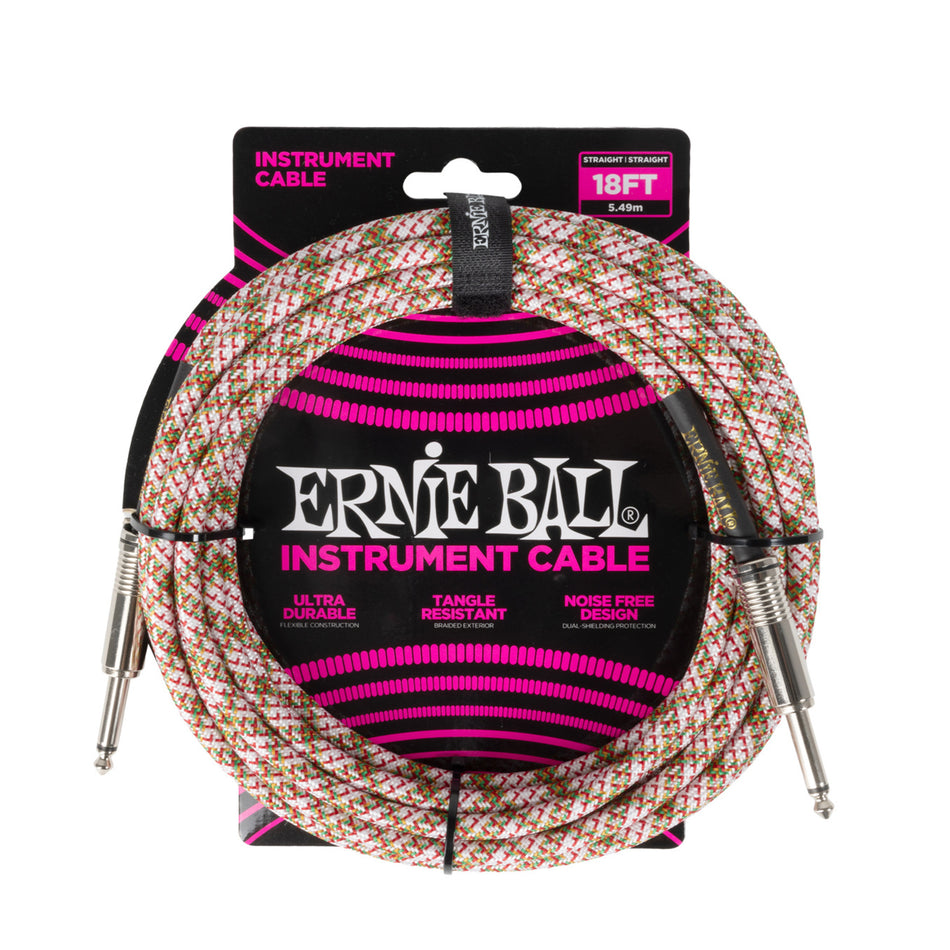 Ernie Ball P06430 BRAIDED INSTRUMENT CABLE STRAIGHT/STRAIGHT 18FT - EMERALD ARGYLE