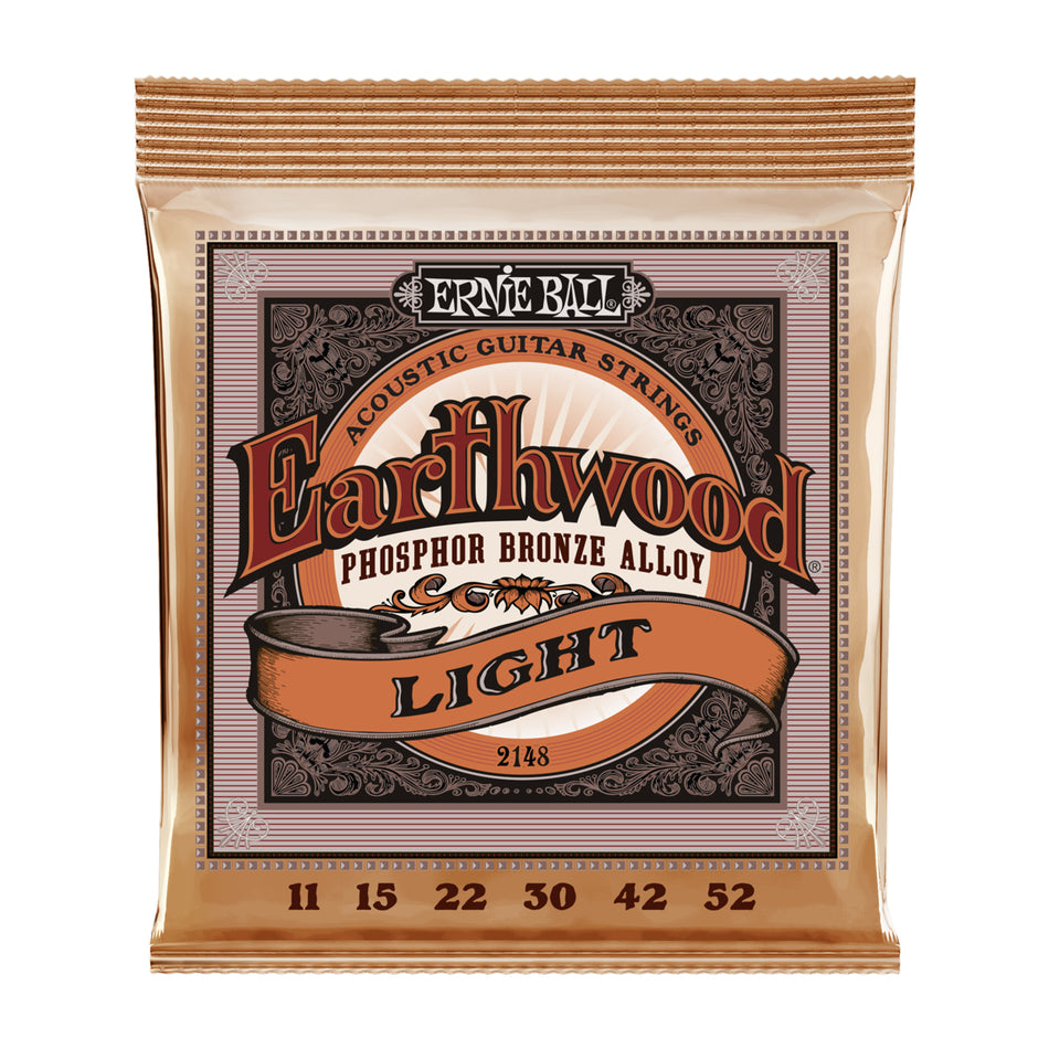 Ernie Ball P02148 EARTHWOOD LIGHT PHOSPHOR BRONZE ACOUSTIC GUITAR STRINGS - 11-52 GAUGE