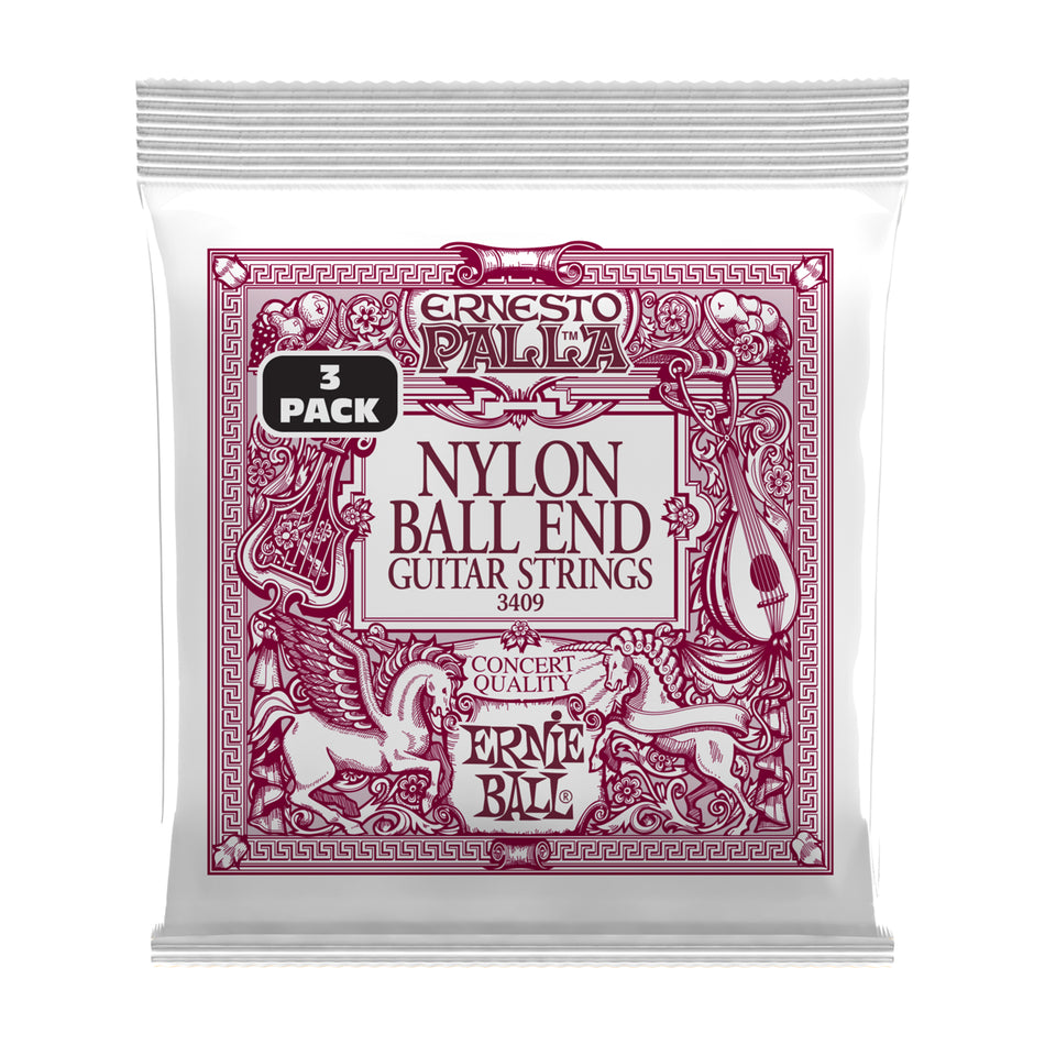 Ernie Ball P03409 ERNESTO PALLA BLACK AND GOLD BALL END NYLON CLASSICAL GTR STRINGS 3 PK
