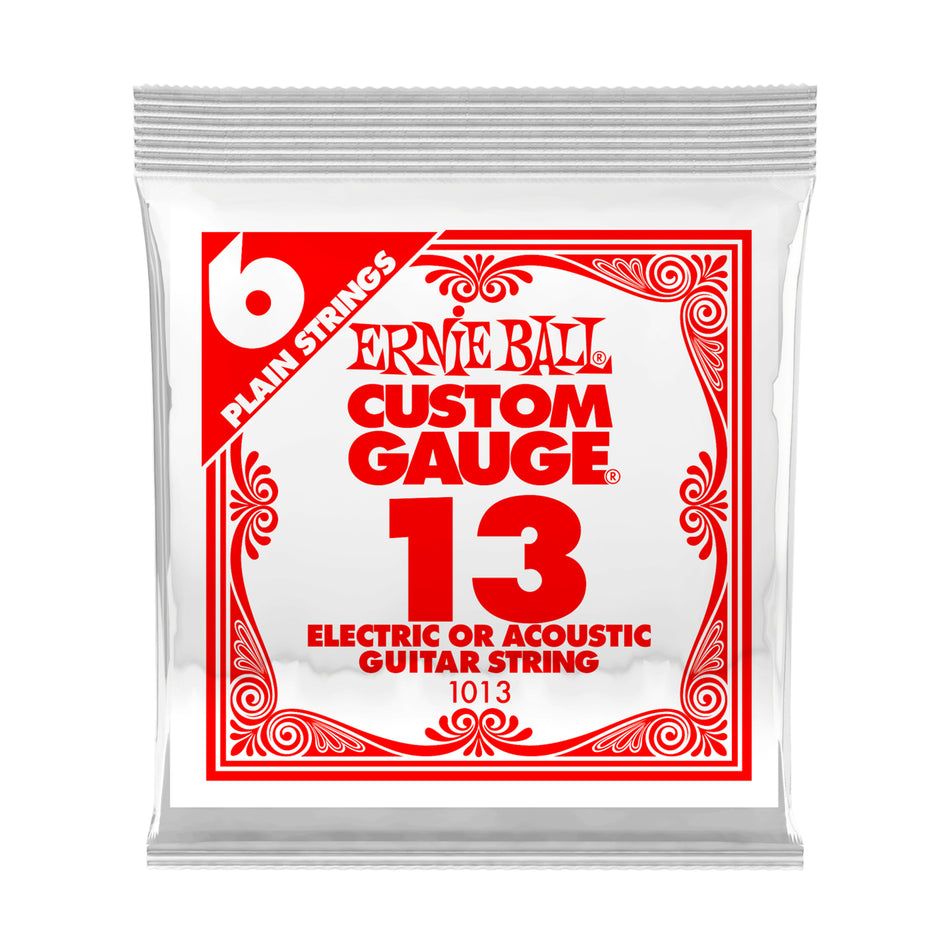Ernie Ball P01013 .013 PLAIN STEEL ELECTRIC OR ACOUSTIC GUITAR STRINGS 6 PACK