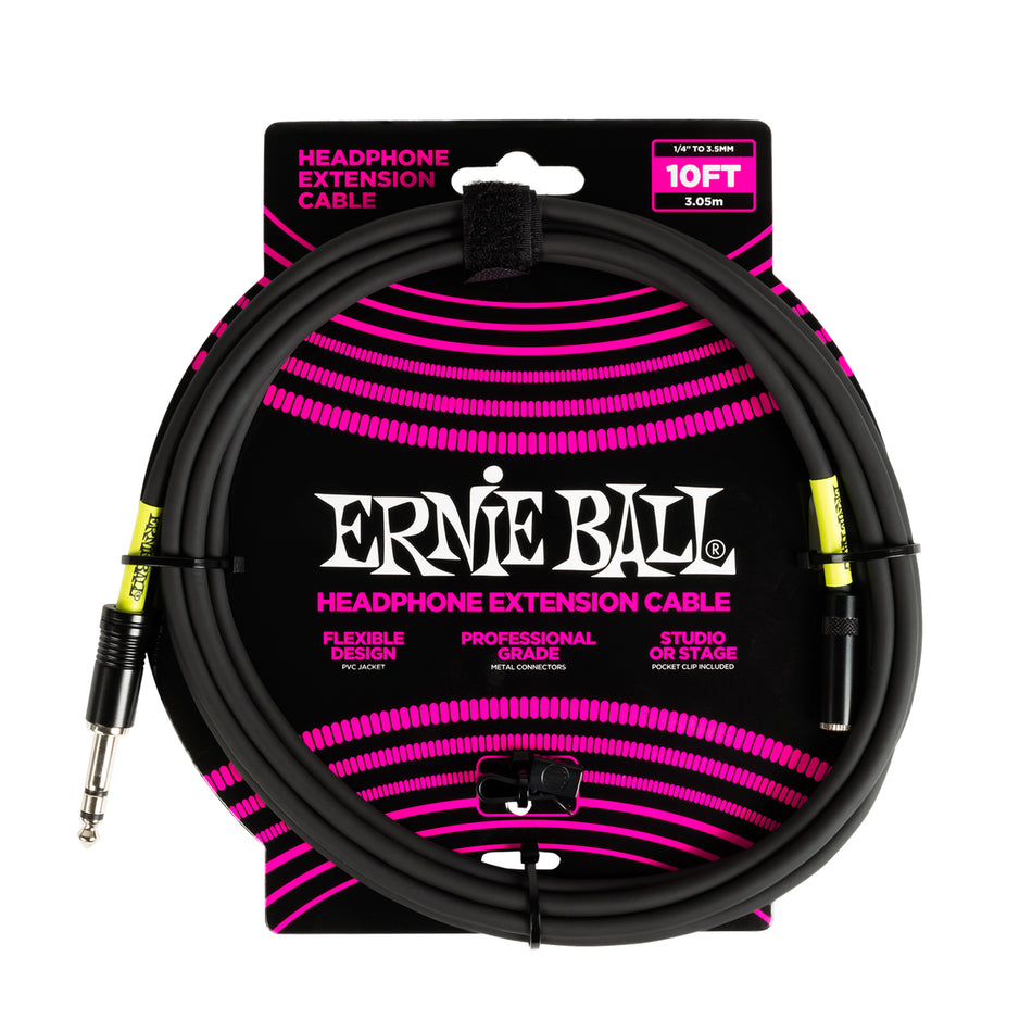 Ernie Ball P06422 HEADPHONE EXTENSION CABLE 1/4 TO 3.5MM 10FT - BLACK
