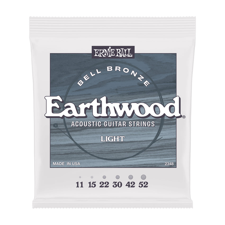 Ernie Ball P02348 LIGHT EARTHWOOD BELL BRONZE ACOUSTIC GUITAR STRINGS 11-52