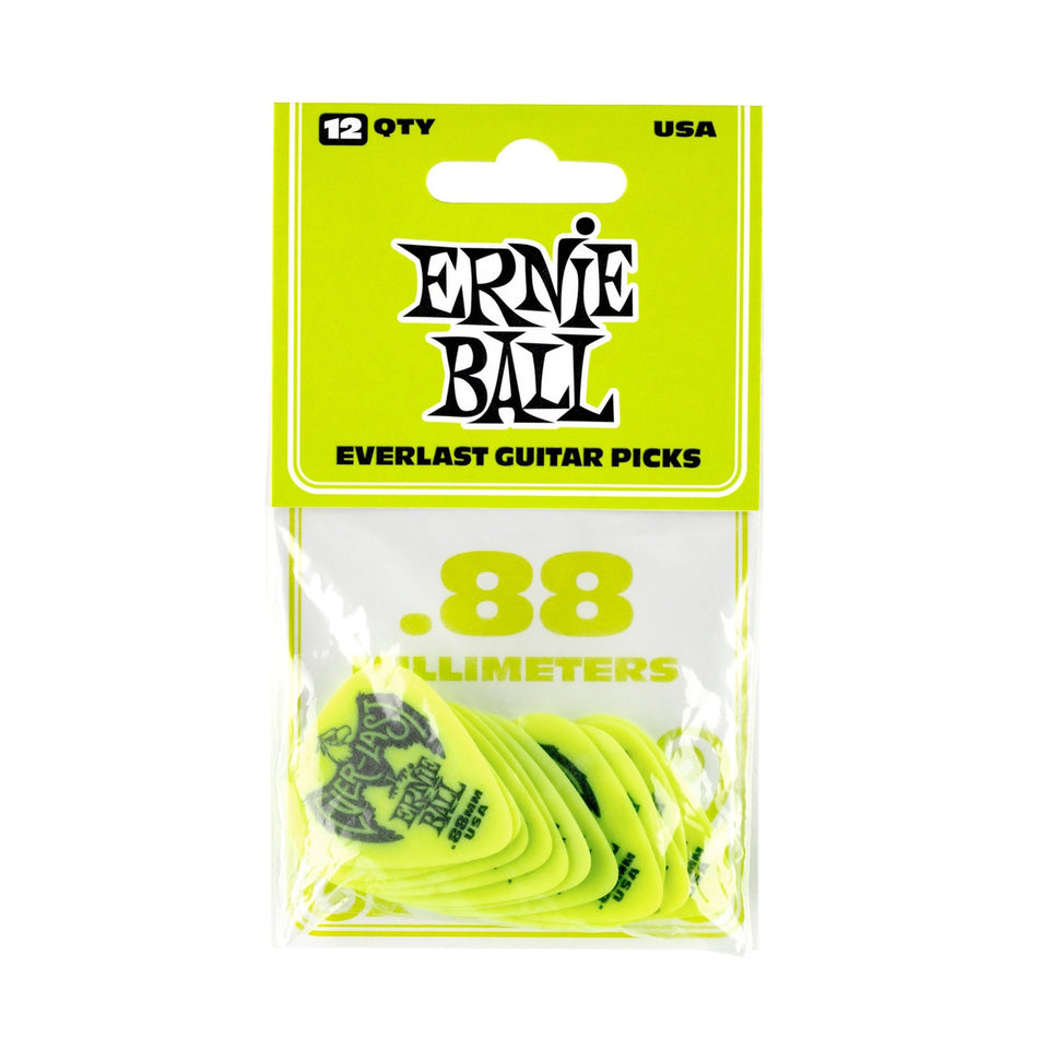 Ernie Ball P09191 .88MM GREEN EVERLAST PICKS 12-PACK