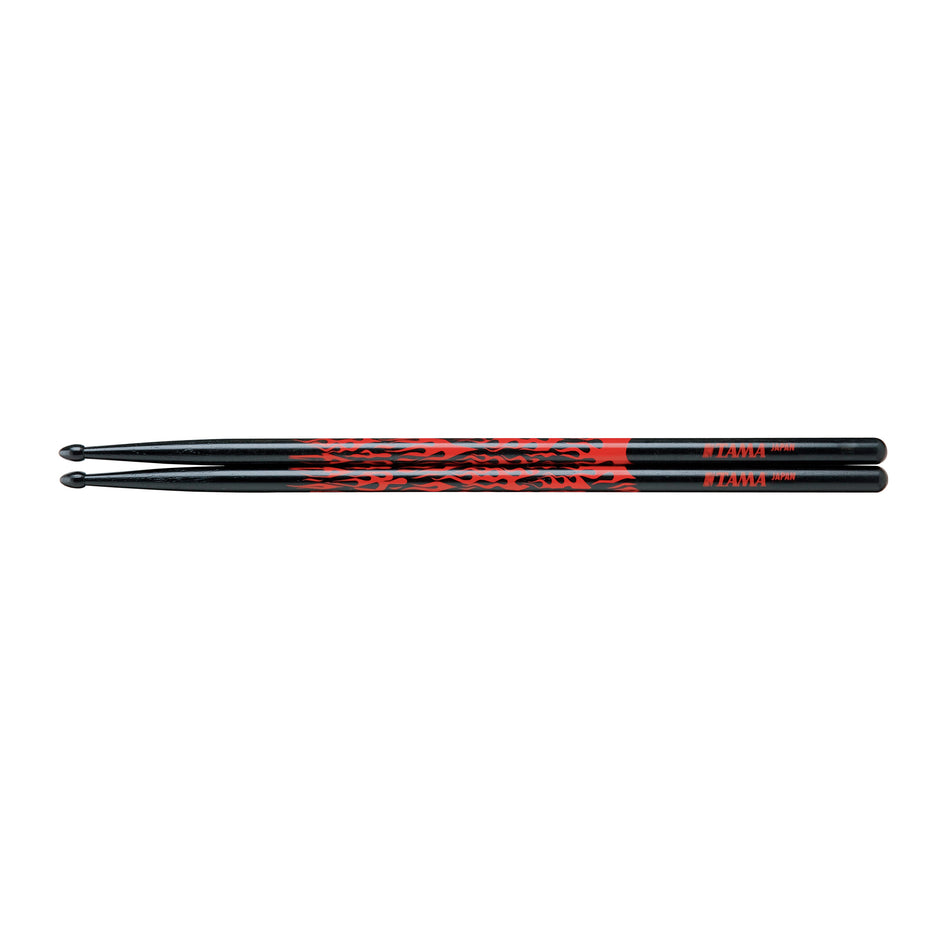 TAMA 7A-F-BR Oak Stick (Rhythmic Fire, Red on Black)