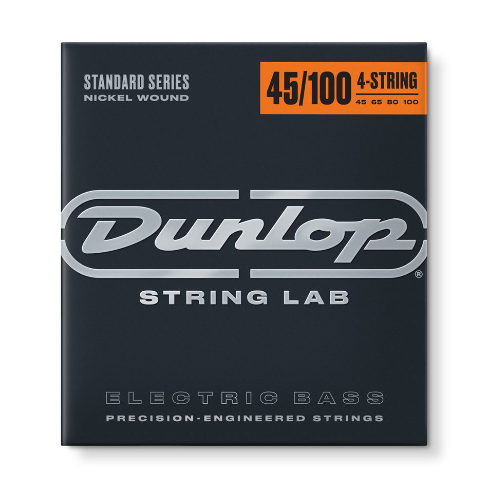 Dunlop DBN45100 Nickel‑Wound Bass Strings 45‑100 – 4-String Medium-Light Bass Set (.045-.100)