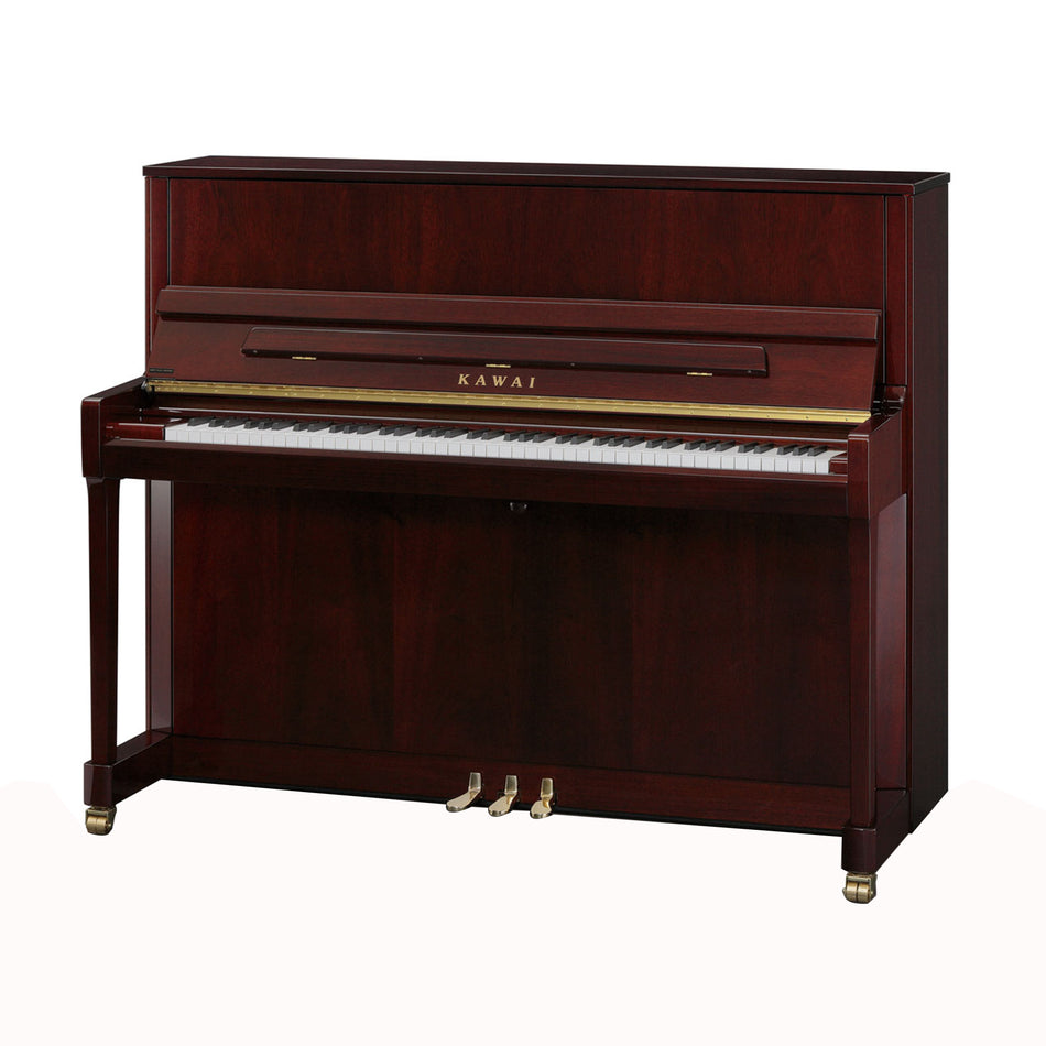 KAWAI K-300 MAHOGANY POLISH UPRIGHT PIANO W/BENCH-(122 cm)