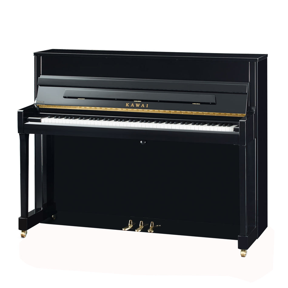 KAWAI K-200M/PEP UPRIGHT PIANO W/BENCH-EBONY POLISH-(114cm)