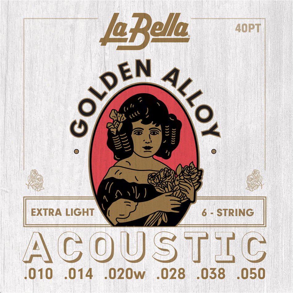 LABELLA 40PT SET ACOUS GTR GLDN ALLOY X-LITE