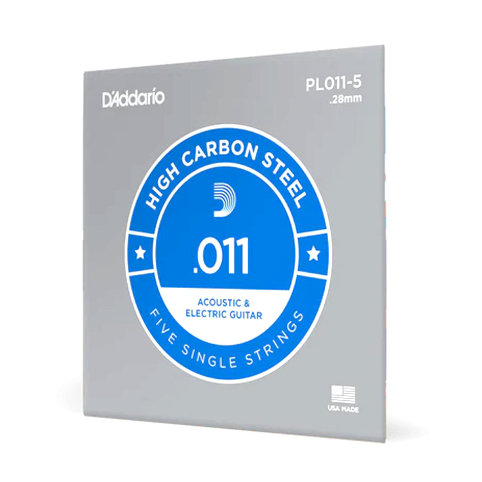 DADDARIO PL011-5 5-PACK SINGLE PLAIN STEEL 011
