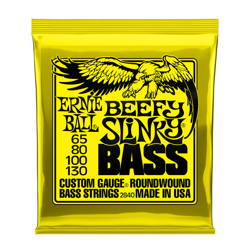 Ernie Ball P02840 BEEFY SLINKY NICKEL WOUND ELECTRIC BASS STRINGS - 65-130 GAUGE
