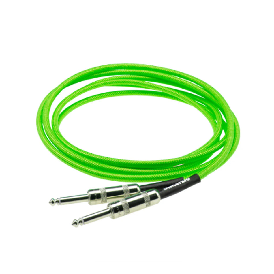 DIMARZIO OVERBRAID CABLE,10 FT NEON GREEN