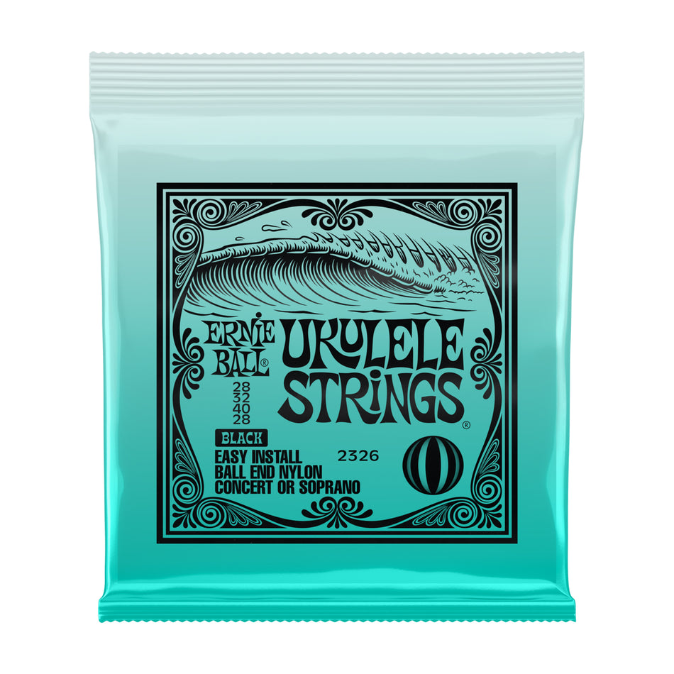 Ernie Ball P02326 CONCERT/SOPRANO NYLON BALL-END UKULELE STRINGS - BLACK