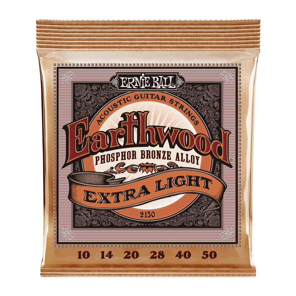 Ernie Ball P02150 EARTHWOOD EXTRA LIGHT PHOSPHOR BRONZE ACOUSTIC GUITAR STRINGS - 10-50 GAUGE