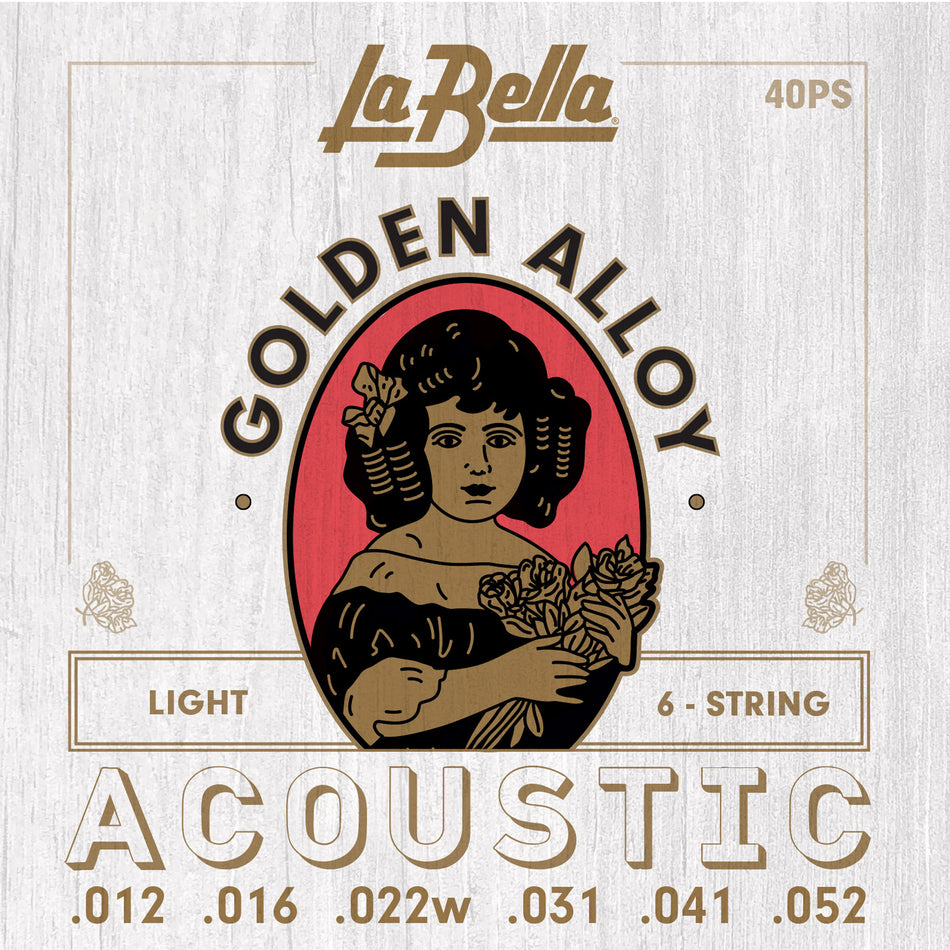 LABELLA 40PS SET ACOUS GTR GLDN ALLOY LITE