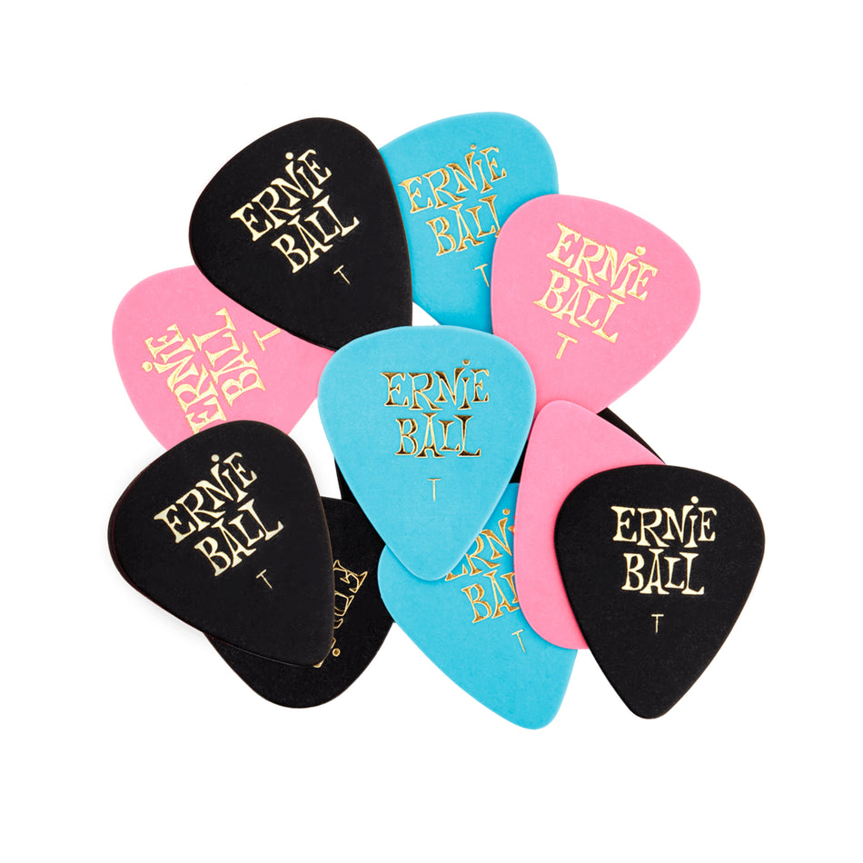 Ernie Ball P09176 THIN ASSORTED COLOR CELLULOSE PICKS, BAG OF 12