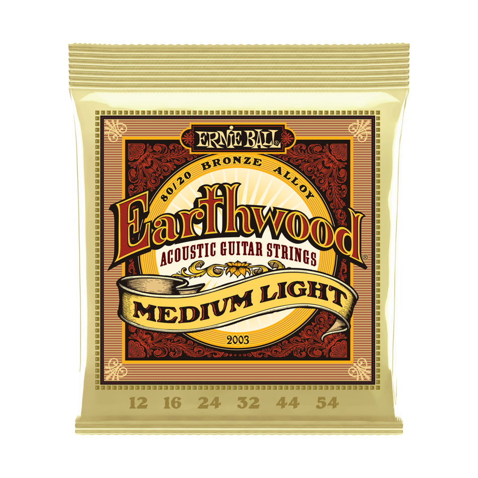 Ernie Ball P02003 EARTHWOOD MEDIUM LIGHT 80/20 BRONZE ACOUSTIC GUITAR STRINGS - 12-54 GAUGE