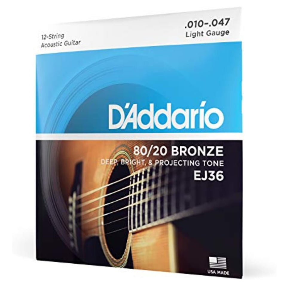 DADDARIO EJ36 SET ACOU GTR 80/20 LITE 12STR