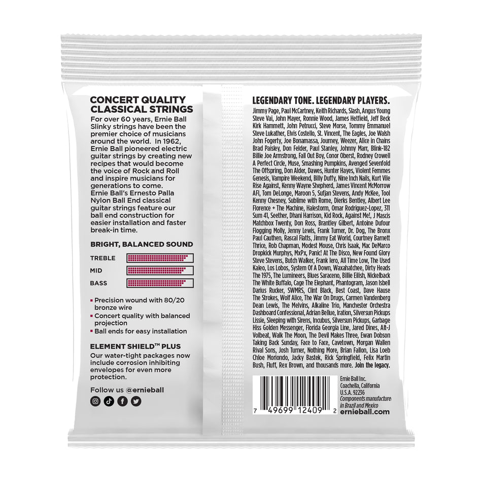 Ernie Ball P02409 ERNESTO PALLA BLACK & GOLD BALL-END NYLON CLASSICAL GUITAR STRINGS