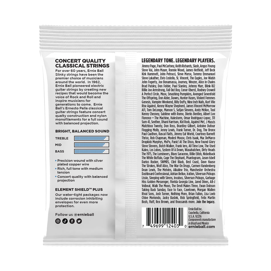 Ernie Ball P02403 Ernesto Palla Nylon Classical Guitar Strings Clear & Silver