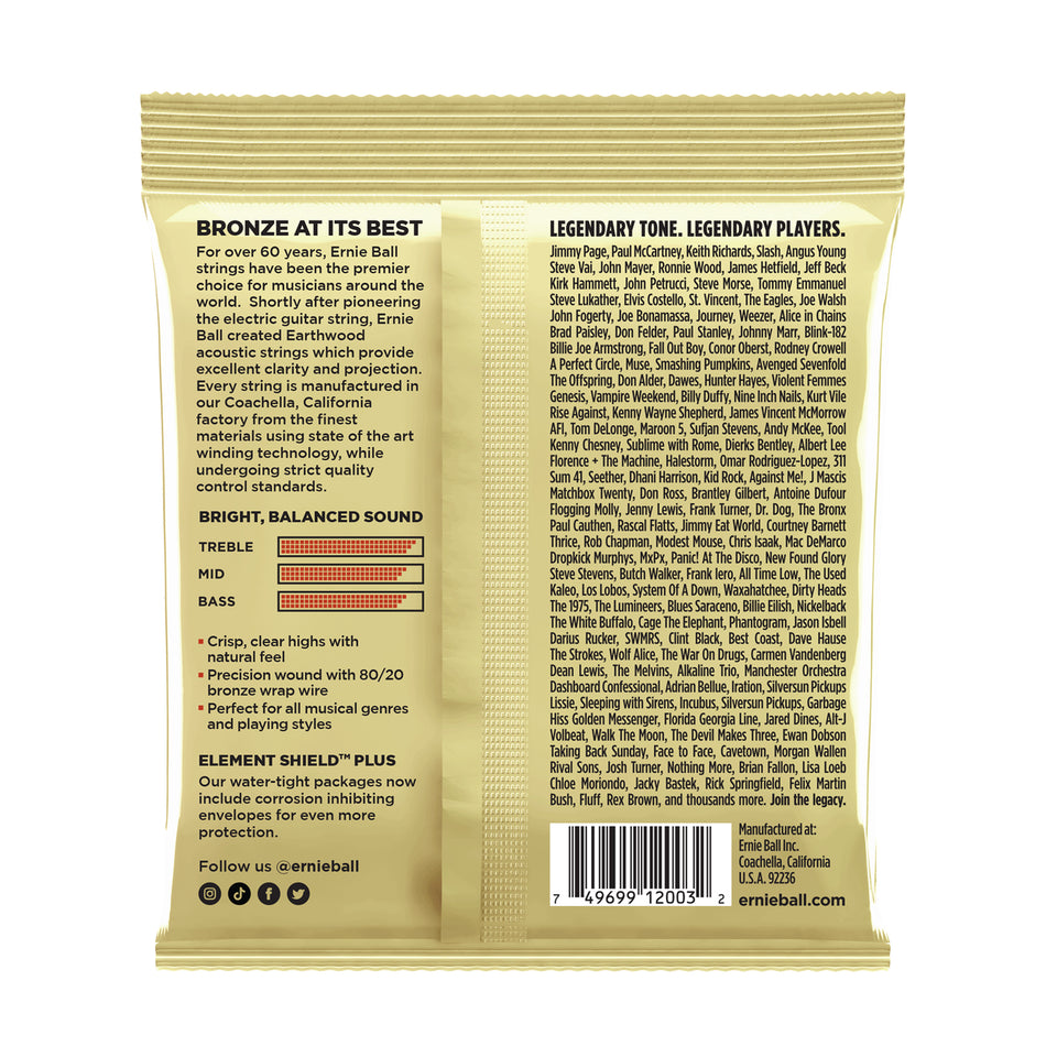 Ernie Ball P02002 EARTHWOOD MEDIUM 80/20 BRONZE ACOUSTIC GUITAR STRINGS - 13-56 GAUGE