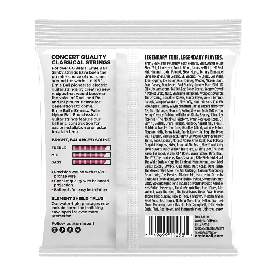 Ernie Ball P03409 ERNESTO PALLA BLACK AND GOLD BALL END NYLON CLASSICAL GTR STRINGS 3 PK