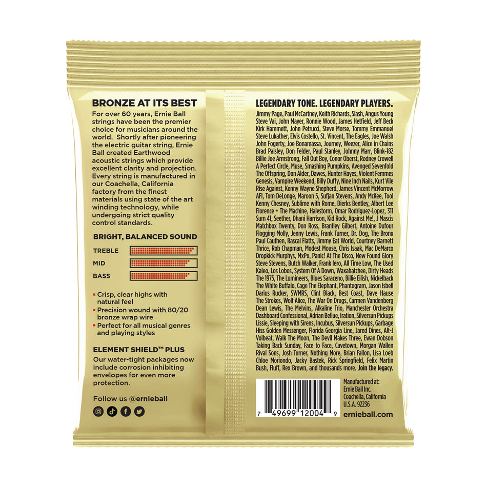 Ernie Ball P02003 EARTHWOOD MEDIUM LIGHT 80/20 BRONZE ACOUSTIC GUITAR STRINGS - 12-54 GAUGE