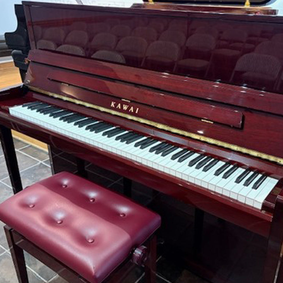KAWAI K-300 MAHOGANY POLISH UPRIGHT PIANO W/BENCH-(122 cm)