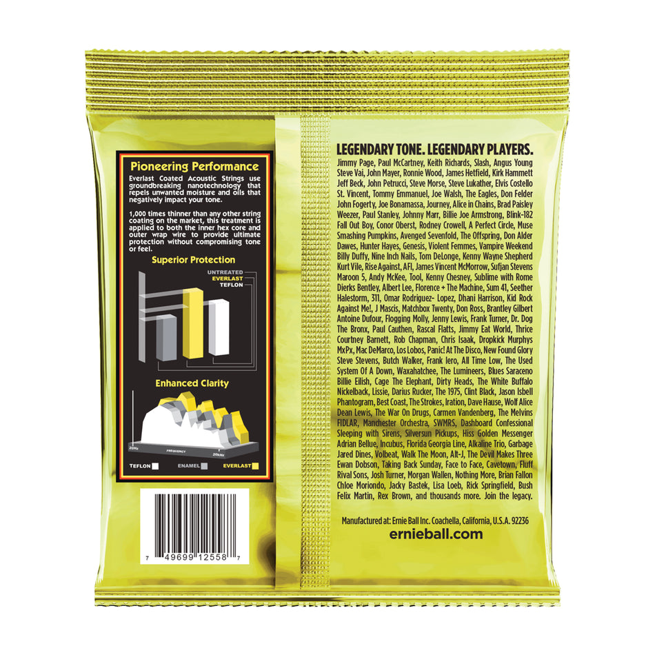 Ernie Ball P02558 EVERLAST LIGHT COATED 80/20 BRONZE ACOUSTIC GUITAR STRINGS - 11-52 GAUGE