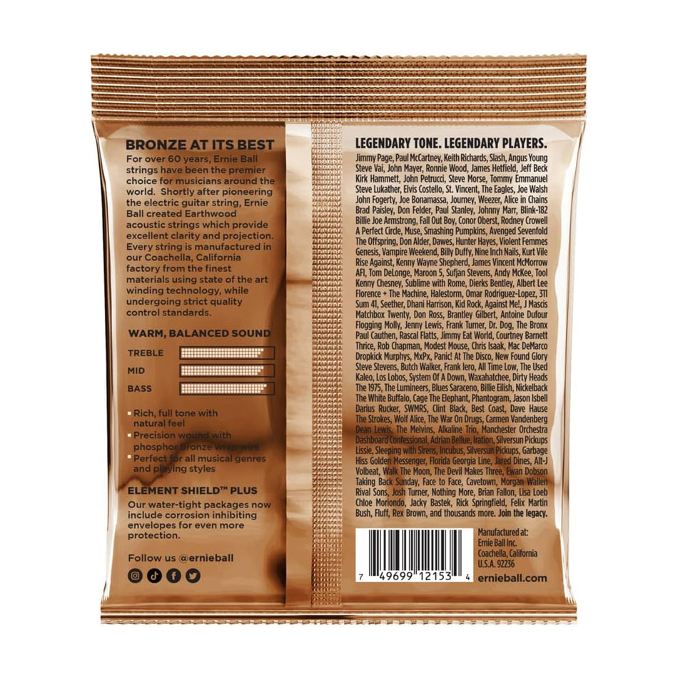 Ernie Ball P02153 EARTHWOOD 12-STRING LIGHT PHOSPHOR BRONZE ACOUSTIC GUITAR STRINGS - 9-46 GAUGE