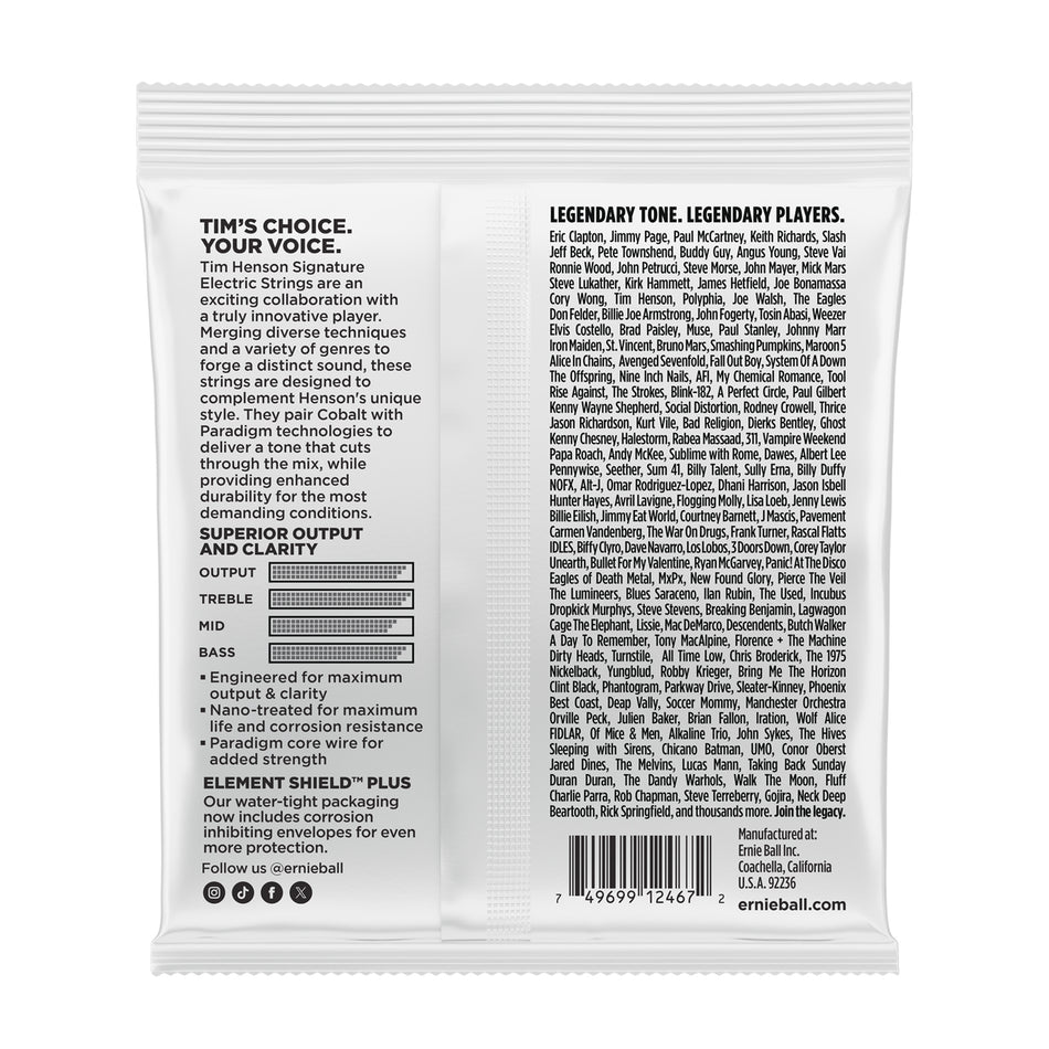 Ernie Ball P03826 TIM HENSON SLINKY COBALT ELECTRIC GUITAR STRINGS 9.5-46 GAUGE