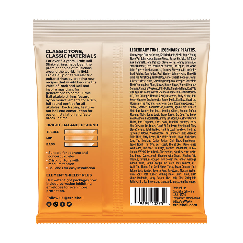 Ernie Ball P02329 CONCERT/SOPRANO NYLON BALL-END UKULELE STRINGS - CLEAR