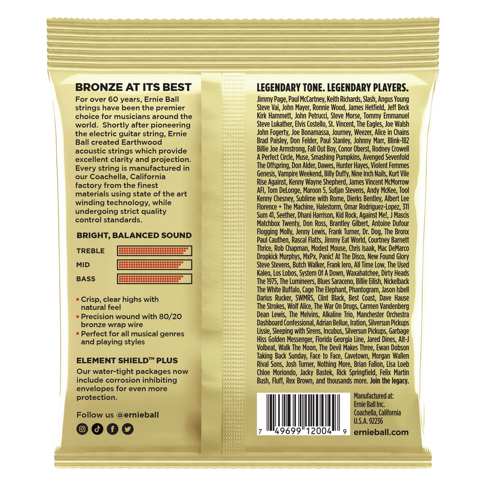 Ernie Ball P02004 EARTHWOOD LIGHT 80/20 BRONZE ACOUSTIC GUITAR STRINGS - 11-52 GAUGE