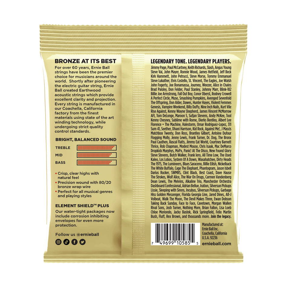 Ernie Ball P02006 EARTHWOOD EXTRA LIGHT 80/20 BRONZE ACOUSTIC GUITAR STRINGS - 10-50 GAUGE