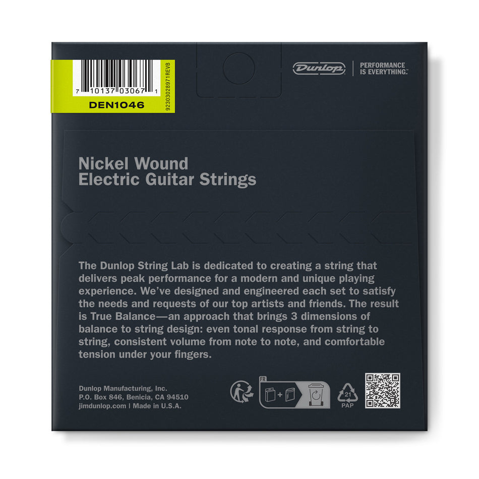 Dunlop DEN1046 Electric Guitar String Set, True Balance Nickel Wound 0.10 - 0.46 Medium Gauge
