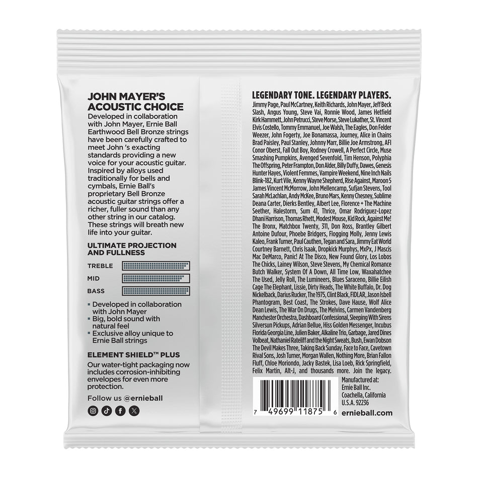 Ernie Ball P02348 LIGHT EARTHWOOD BELL BRONZE ACOUSTIC GUITAR STRINGS 11-52
