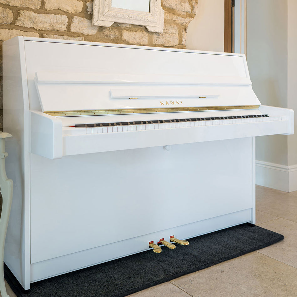 Kawai K-15E Upright Piano With Bench | White Polish