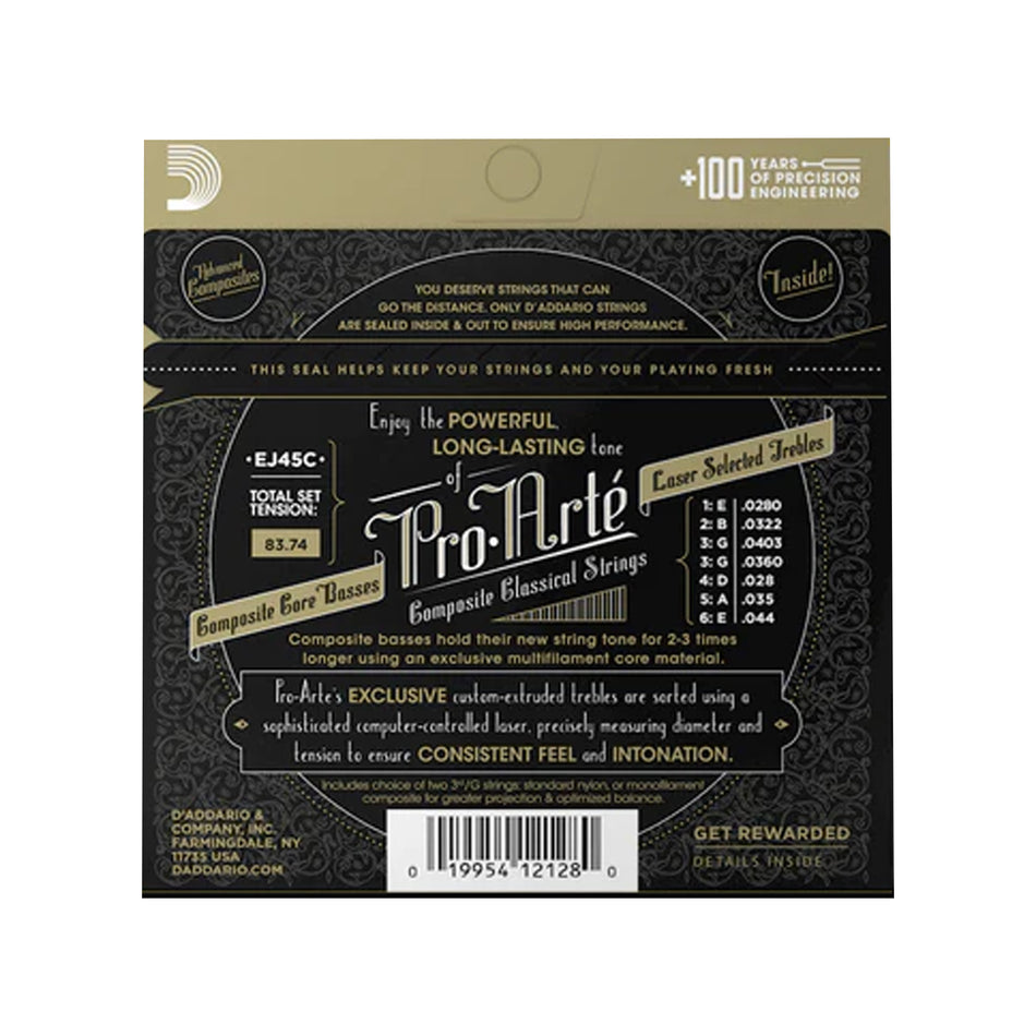 DADDARIO EJ45C Set Class Gtr Pro-Arte Clear Nyl/Silver Comp Normal Tension