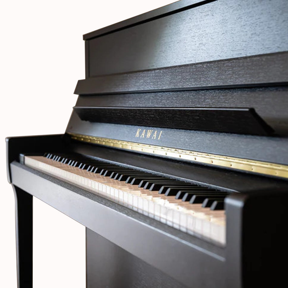KAWAI K-200M/PEP UPRIGHT PIANO W/BENCH-EBONY POLISH-(114cm)