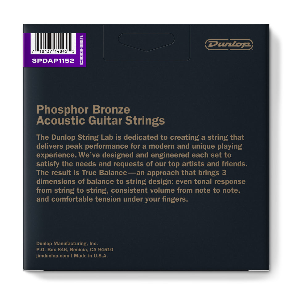 Dunlop DAP1152 AG-PHB Electric Guitar Strings – .011–.052 (6-Set Pack)