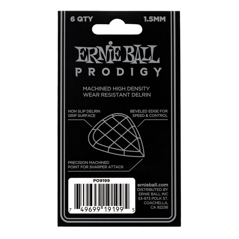 Ernie Ball P09199 – Prodigy Picks | 1.5mm | Black | 6-Pack