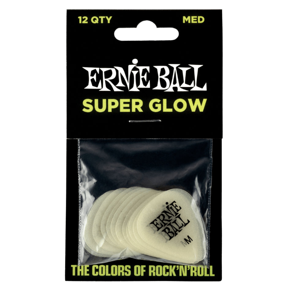 Ernie Ball P09225 – Super Glow Cellulose Picks | Medium | 12-Pack